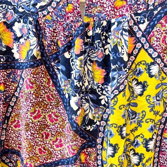 Entro Womens Patchwork Peasant Boho Top Tunic Dress Sz L NWOT - Picture 9 of 10